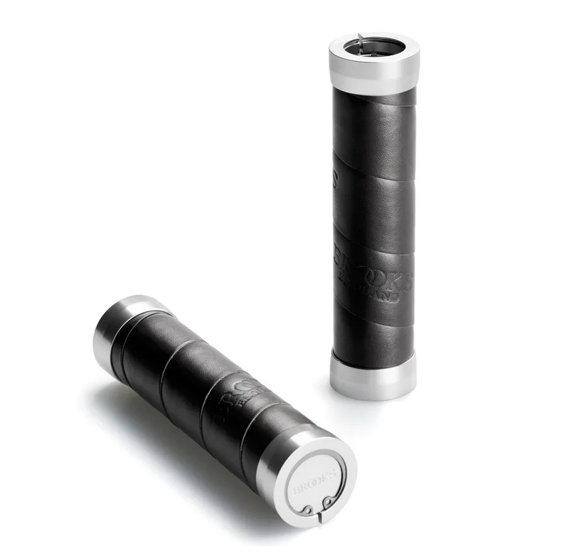 Poignées ergonomiques pour vélos Brooks slender leather grips – black – 130 mm