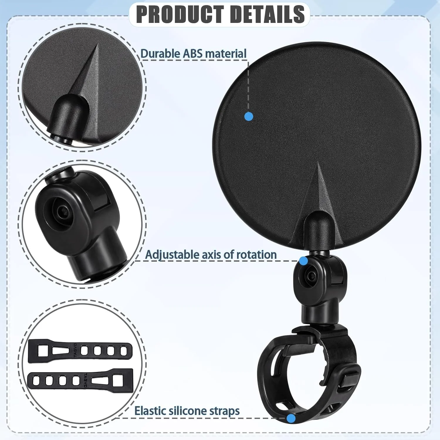 Rétroviseurs pour vélos TAGVO 2 rétroviseurs universelle et rotatifs montés sur guidon en verre convexe