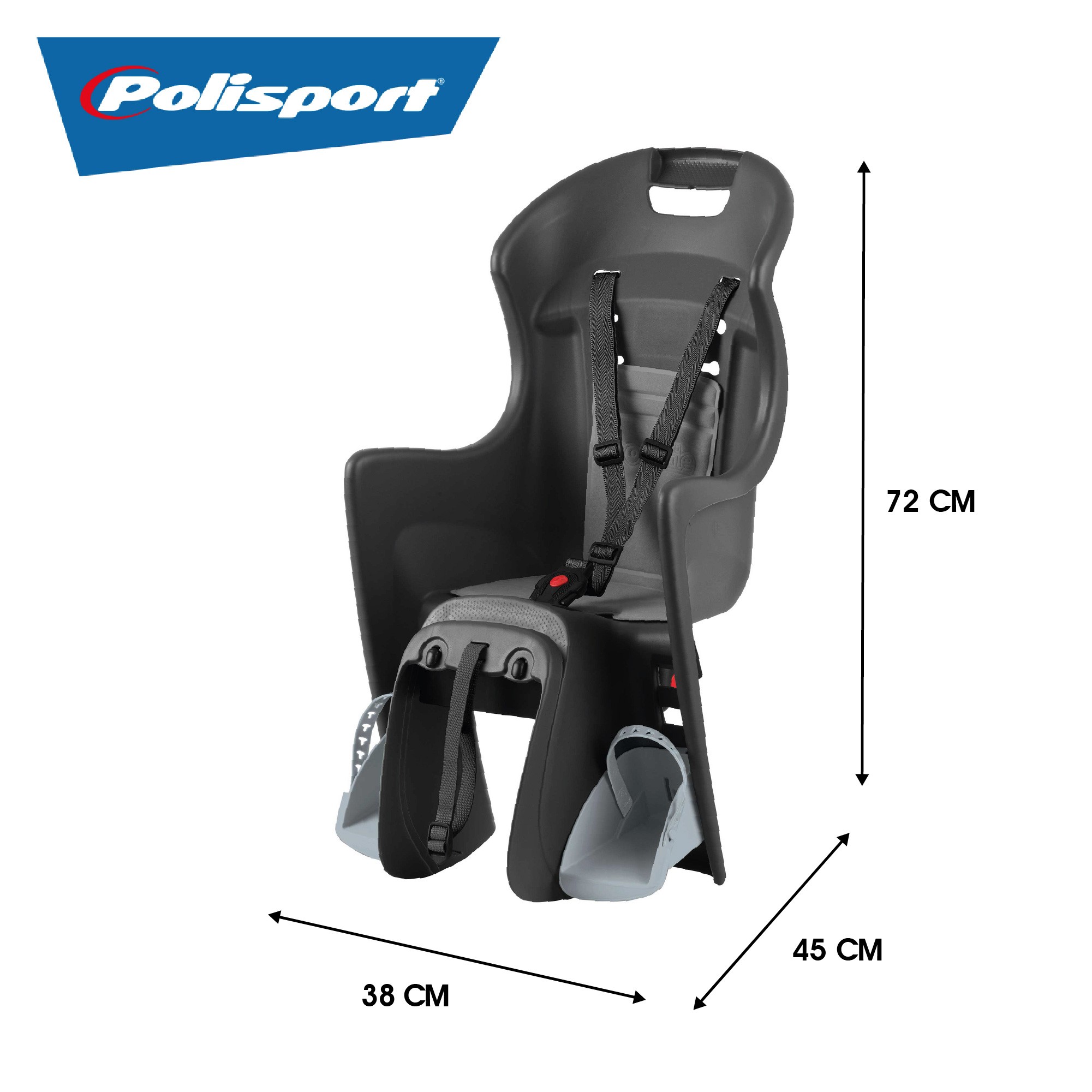 Polisport porte bébé boodie fixation porte-bagage gris/argent