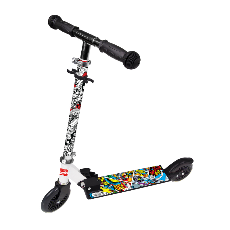 Draisienne trottinette enfant Disney 2 roues avengers acier pliable et reglable avec frein roue arriere