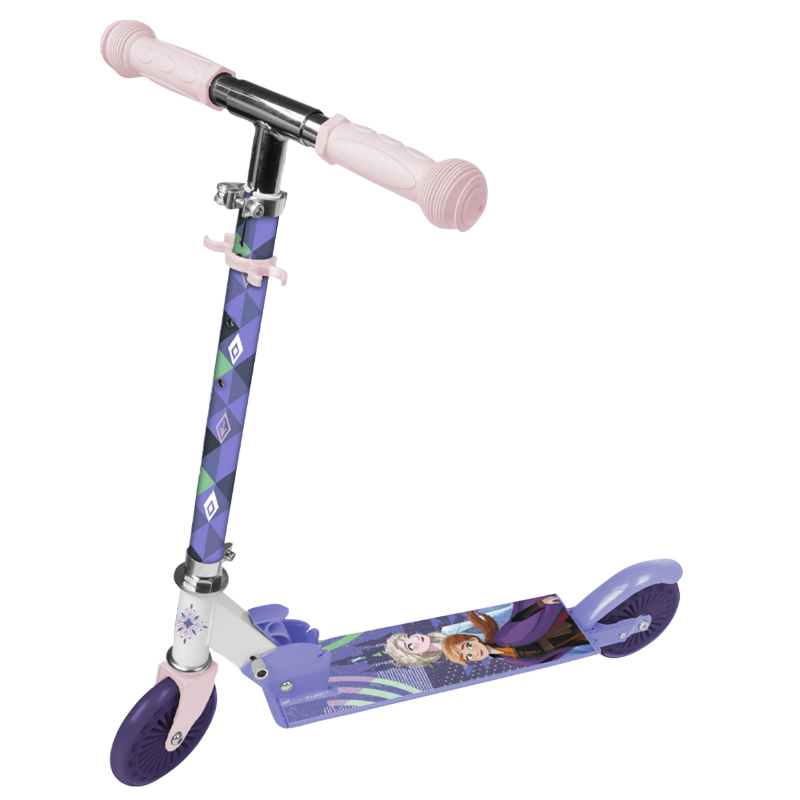 Draisienne trottinette enfant Disney 2 roues frozen acier pliable et reglable avec frein roue arriere