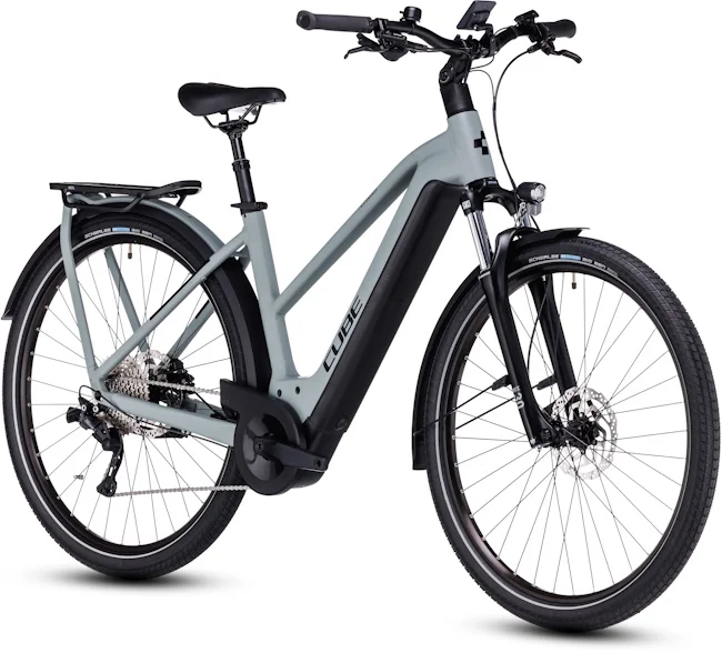 Vélo électrique ville Cube Kathmandu Hybrid One 750 wh – cadre trapèze – gris swamp et noir