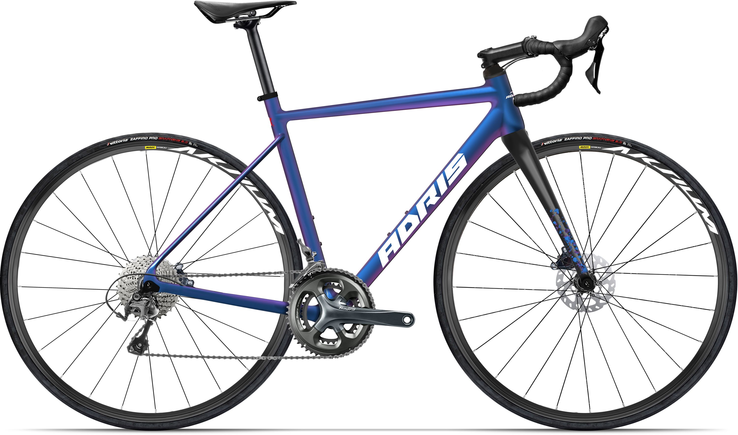 Vélo route Adris l'asphalte, shimano tiagra 10v caméleon bleu