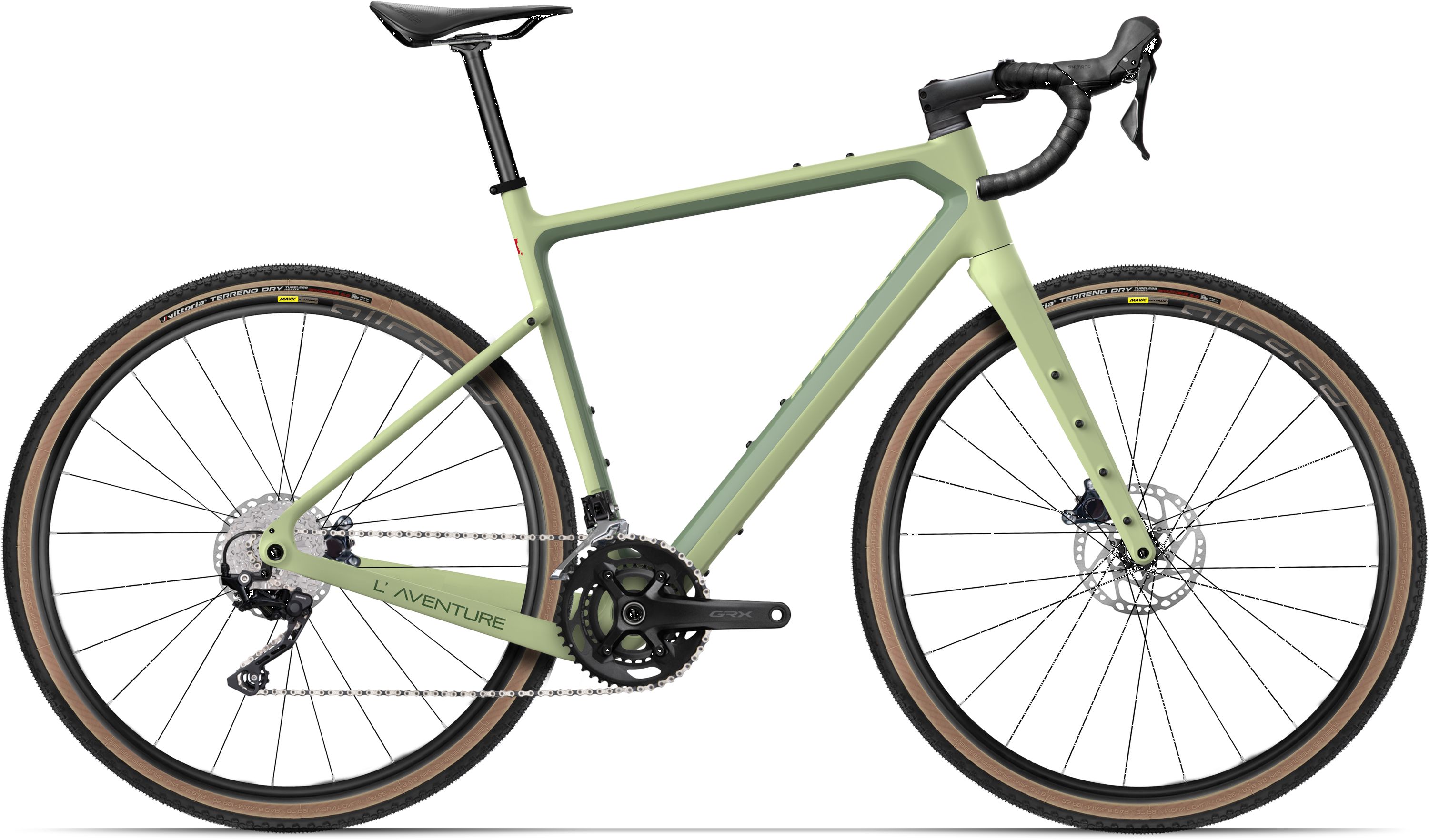 Vélo gravel Adris l'aventure, shimano grx400 10v kaki