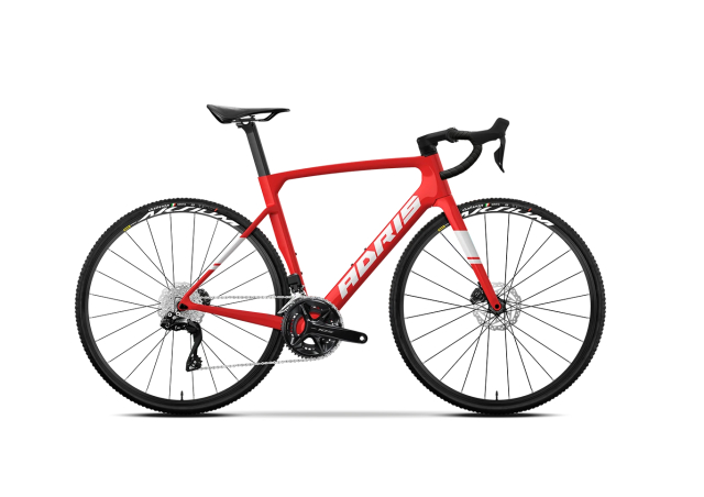 Vélo gravel Adris le sous-bois shimano 105 di2 12v rouge fluo